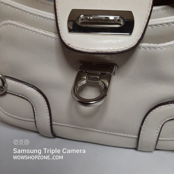 Hobo Shoulder Bag Leather Egg Shell Salvatore Apt 9 Chrome Hand Shoulder Fashion - Picture 10 of 13